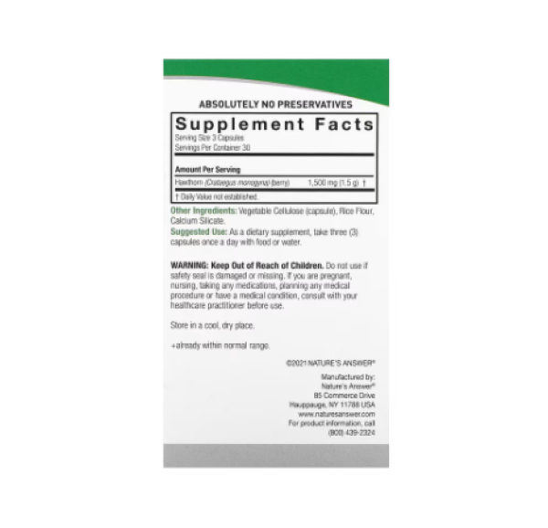 Nature's Answer, Hawthorn Berry, 1,500 mg, 90 Vegetarian Capsules (500 mg per Capsule)