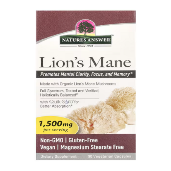 Nature's Answer, Lion's Mane, 1,500 mg, 90 Vegetarian Capsules (500 mg per Capsule)