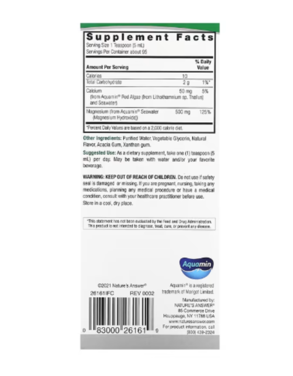 Nature's Answer, Marine Based Magnesium, Vanilla Cream, 500 mg, 16 fl oz (480 ml)