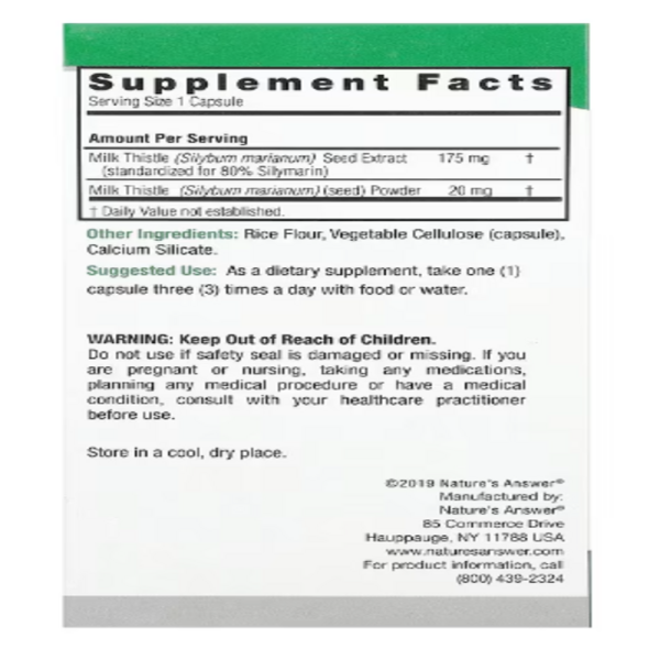 Nature's Answer, Milk Thistle, 140 mg, 120 Vegetarian Capsules