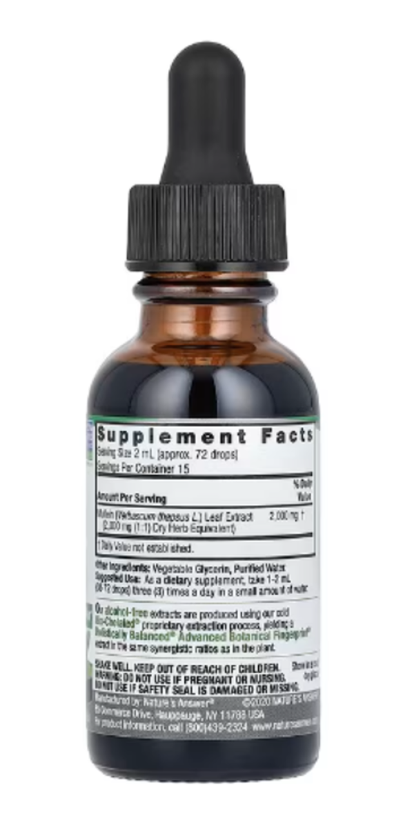 Nature's Answer, Mullein Leaf, Fluid Extract, Alcohol-Free, 2,000 mg, 1 fl oz (30 ml)