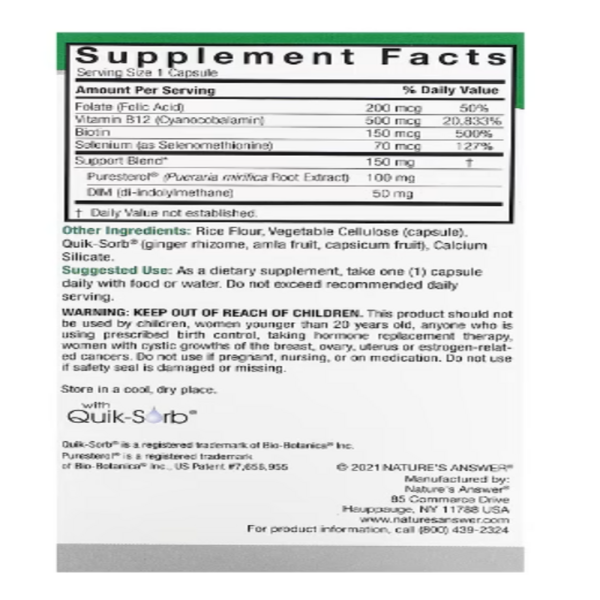 Nature's Answer, Pueraria Mirifica, 150 mg, 60 Vegetarian Capsules