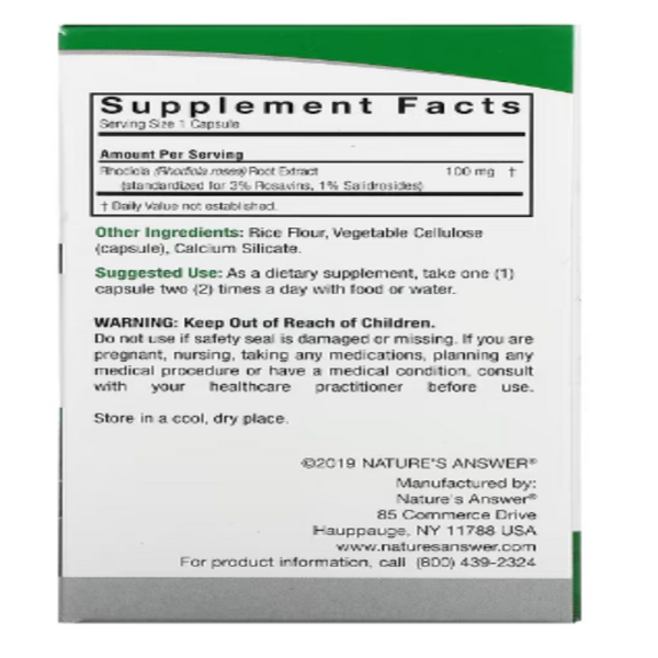 Nature's Answer, Rhodiola, 100 mg, 60 Vegetarian Capsules