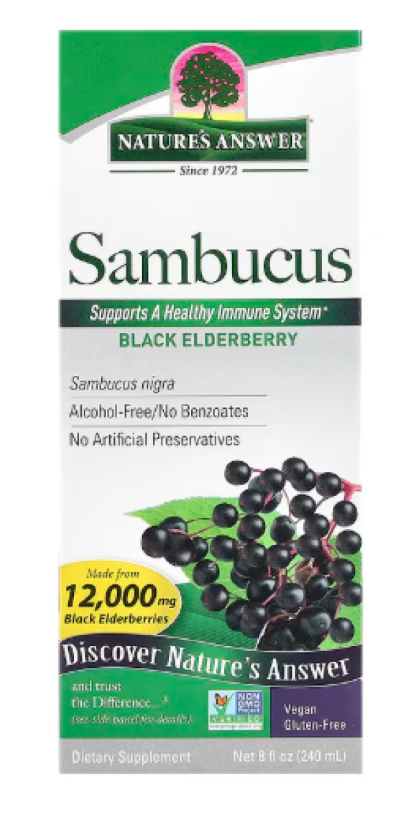 Nature's Answer, Sambucus, Black Elderberry, Alcohol-Free, 12,000 mg, 8 fl oz (240 ml)