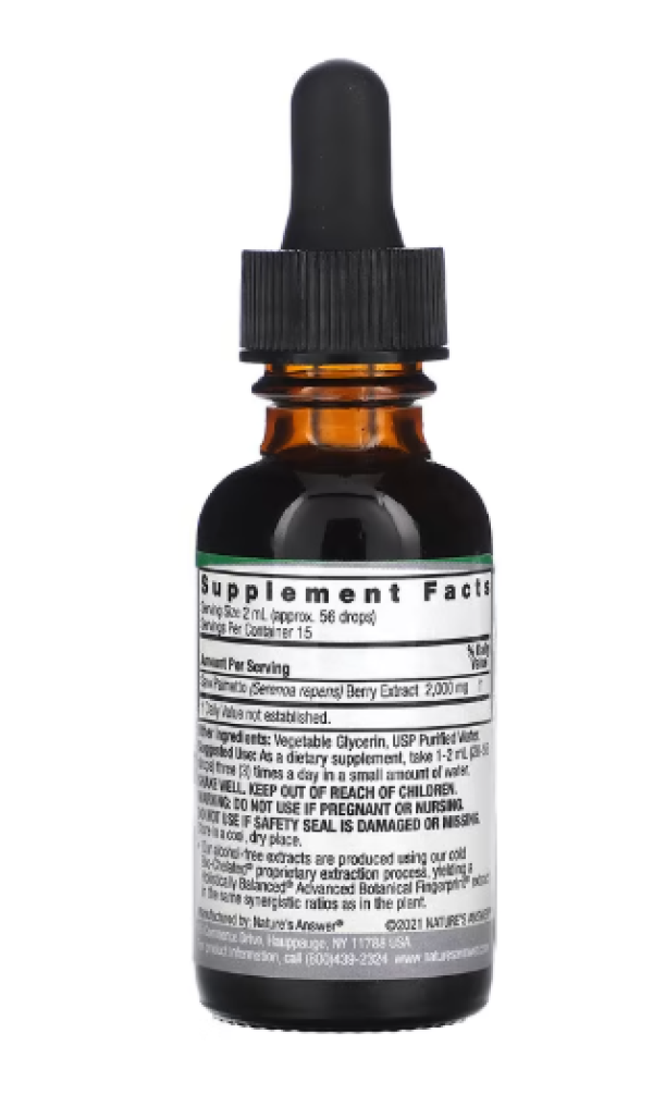Nature's Answer, Saw Palmetto Extract, Alcohol-Free, 2,000 mg, 1 fl oz (30 ml) (1,000 mg per ml)