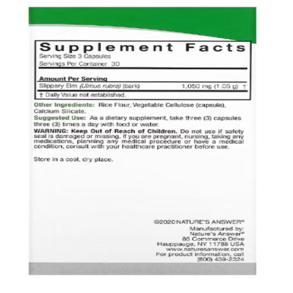 Nature's Answer, Slippery Elm, 1,050 mg, 90 Vegetarian Capsules (350 mg per Capsule)