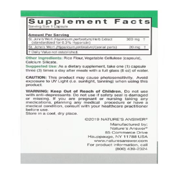 Nature's Answer, St. John's Wort, 320 mg, 60 Vegetarian Capsules