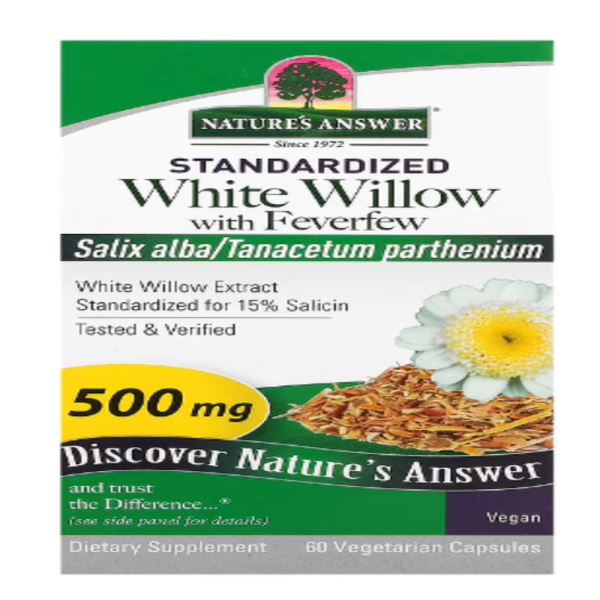 Nature's Answer, White Willow with Feverfew, 500 mg, 60 Vegetarian Capsules