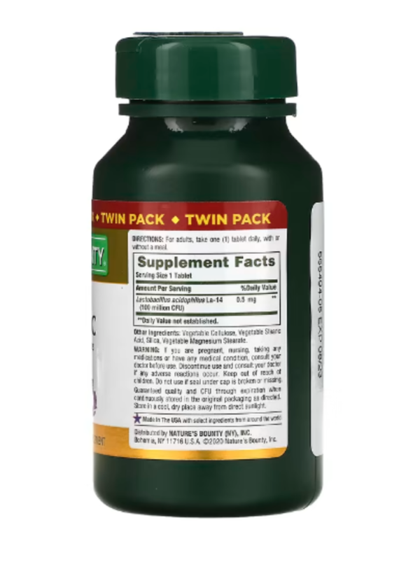 Nature's Bounty, Acidophilus Probiotic, Twin Pack, 100 Tablets Each