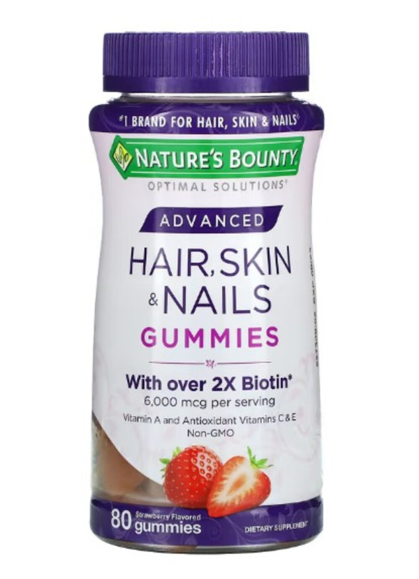 Nature's Bounty, Advanced Hair, Skin, & Nails Gummies, Strawberry, 80 Gummies