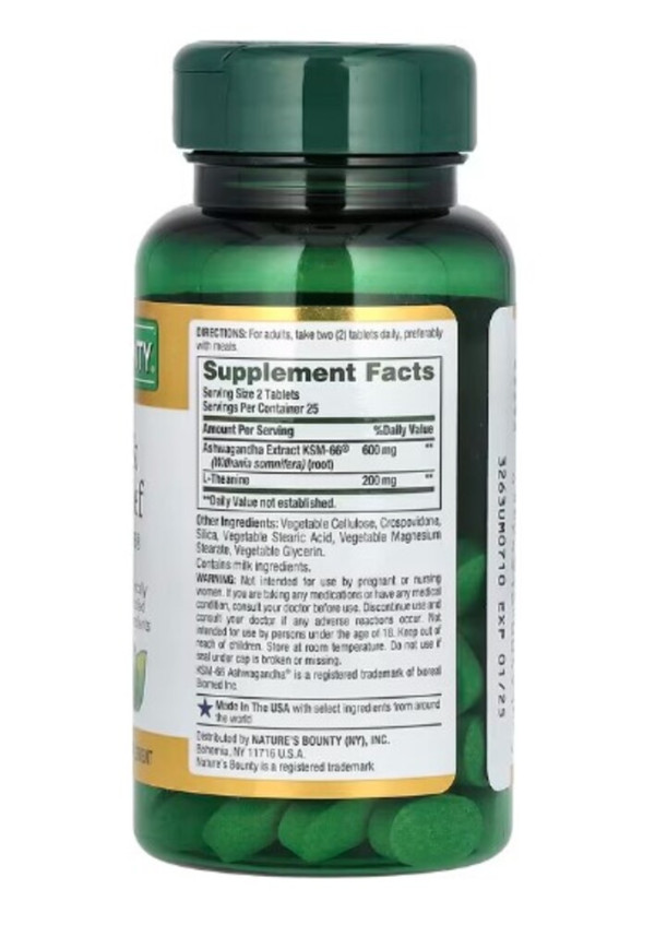 Nature's Bounty, Anxiety & Stress Relief, Ashwagandha KSM-66, 50 Tablets