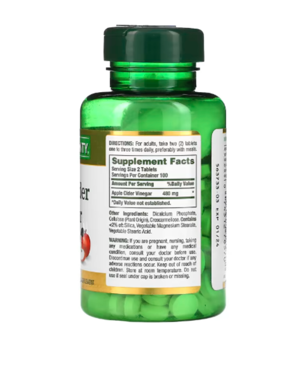 Nature's Bounty, Apple Cider Vinegar, 480 mg, 200 Tablets (240 mg per Tablet)