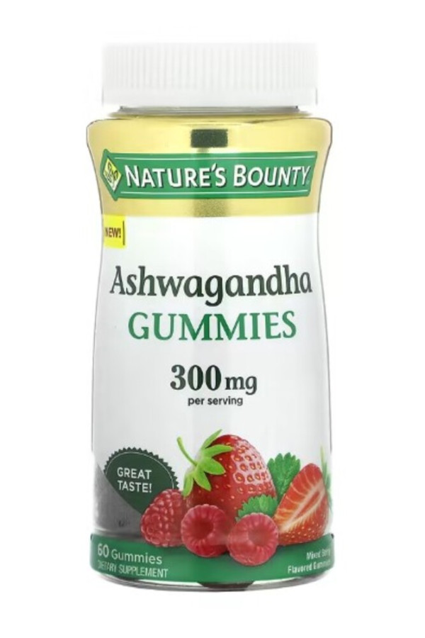 Nature's Bounty, Ashwagandha, Mixed Berry, 300 mg, 60 Gummies (150 mg per Gummy)