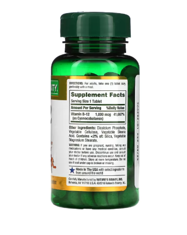 Nature's Bounty, B-12, 1,000 mcg, 200 Coated Tablets