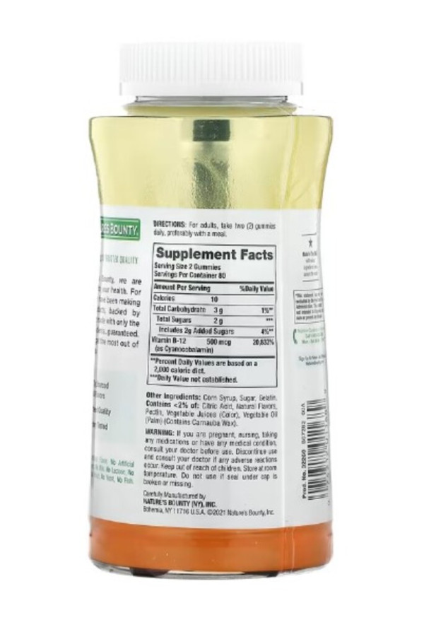 Nature's Bounty, B-12 Gummies, Raspberry, Mixed Berry & Orange, 160 Gummies