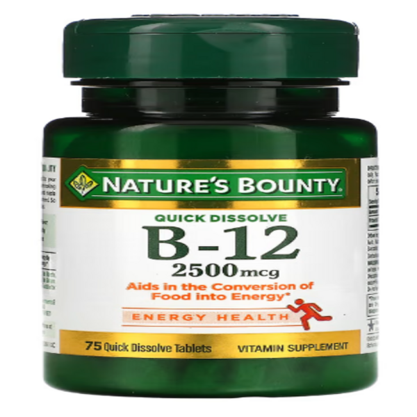 Nature's Bounty, B-12, Natural Cherry, 2,500 mcg, 75 Quick Dissolve Tablets