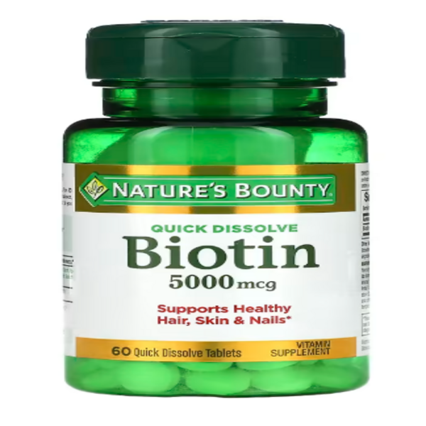 Nature's Bounty, Biotin, 5,000 mcg, 60 Quick Dissolve Tablets