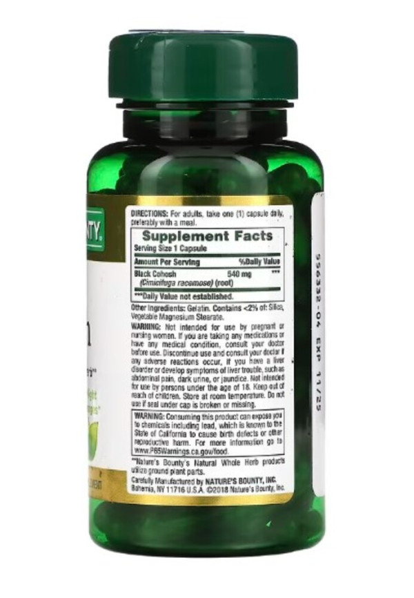 Nature's Bounty, Black Cohosh, 540 mg, 100 Capsules