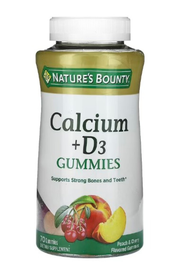 Nature's Bounty, Calcium + D3 Gummies, Peach & Cherry, 70 Gummies