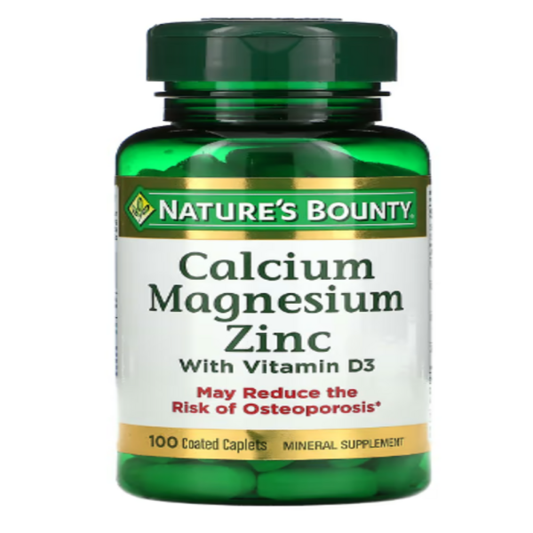 Nature's Bounty, Calcium Magnesium Zinc with Vitamin D3, 100 Coated Caplets