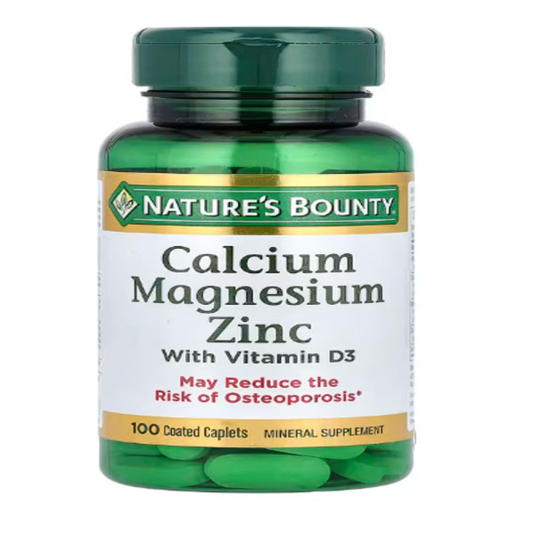 Nature's Bounty, Calcium Magnesium Zinc with Vitamin D3, 100 Coated Caplets