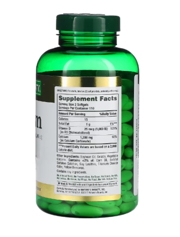 Nature's Bounty, Calcium Plus Vitamin D3, 600 mg, 220 Rapid Release Softgels