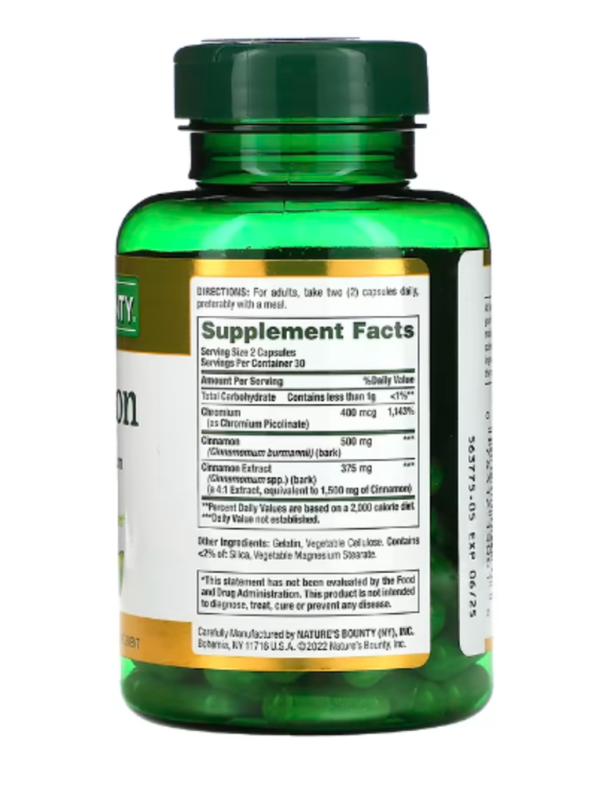 Nature's Bounty, Cinnamon, Plus Chromium, 2000 mg, 60 Capsules