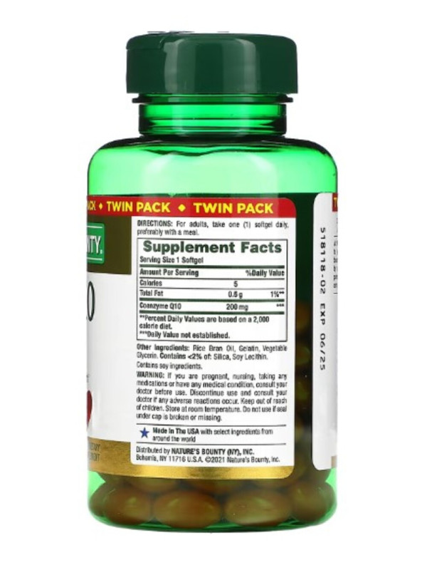 Nature's Bounty, Co Q-10, Twin Pack, 200 mg, 2 Bottles, 80 Rapid Release Softgels Each