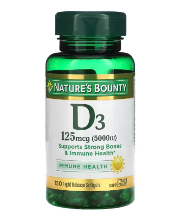 Nature's Bounty, D3, 125 mcg (5,000 IU), 150 Rapid Release Softgels