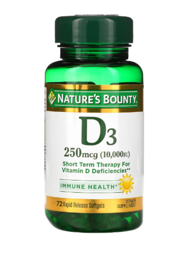 Nature's Bounty, D3, 250 mcg (10,000 IU), 72 Rapid Release Softgels
