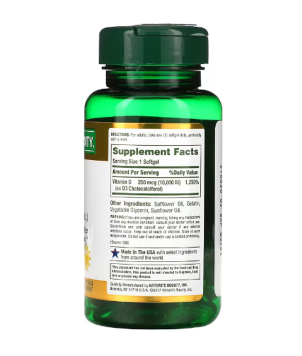 Nature's Bounty, D3, 250 mcg (10,000 IU), 72 Rapid Release Softgels