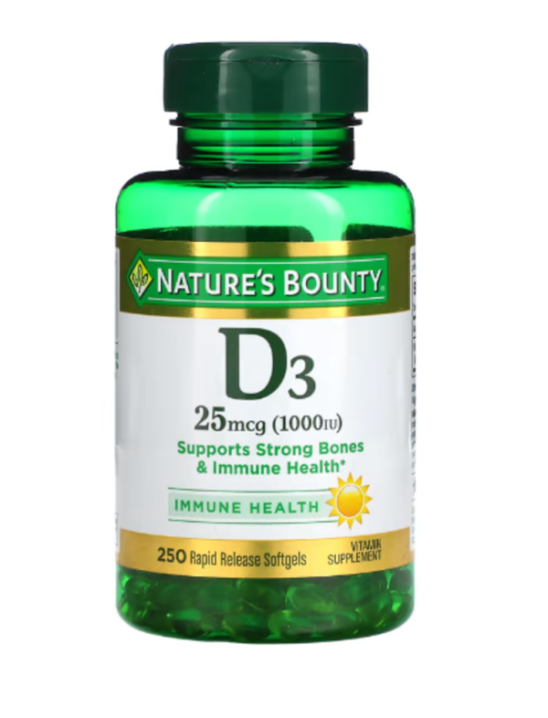 Nature's Bounty, D3, 25 mcg (1000 IU), 250 Rapid Release Softgels