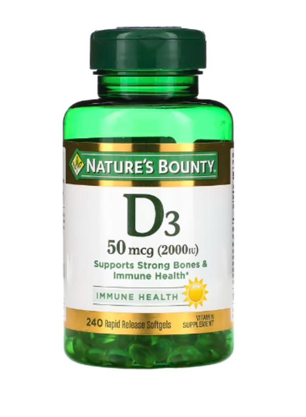 Nature's Bounty, D3, 50 mcg (2,000 IU), 240 Rapid Release Softgels