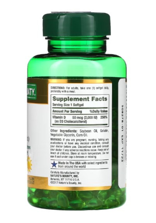 Nature's Bounty, D3, 50 mcg (2,000 IU), 350 Rapid Release Softgels