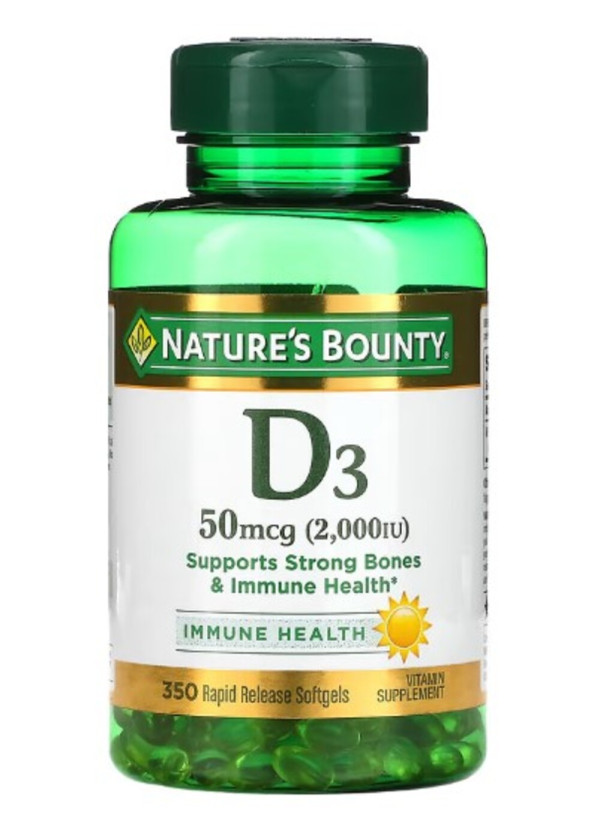 Nature's Bounty, D3, 50 mcg (2,000 IU), 350 Rapid Release Softgels