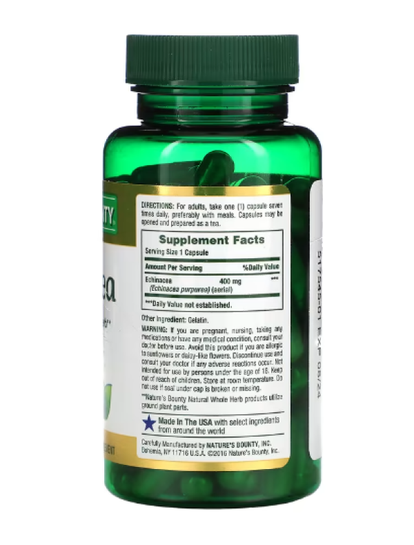Nature's Bounty, Echinacea, 400 mg, 100 Capsules