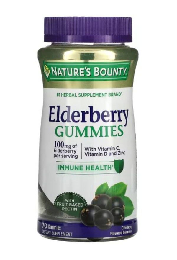 Nature's Bounty, Elderberry Gummies, 100 mg, 70 Gummies (50 mg per Gummy)