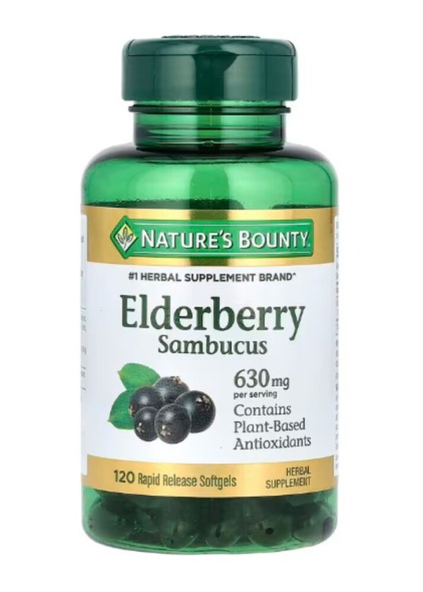Nature's Bounty, Elderberry Sambucus, 630 mg, 120 Rapid Release Softgels (210 mg per Softgel)