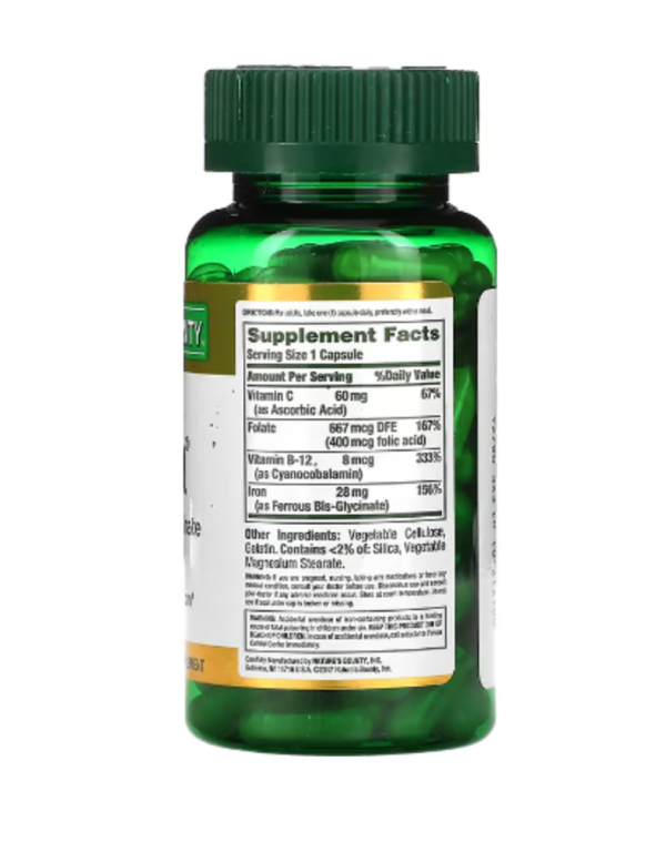 Nature's Bounty, Gentle Iron, 28 mg, 90 Capsules, Near EXP-FRB-2025