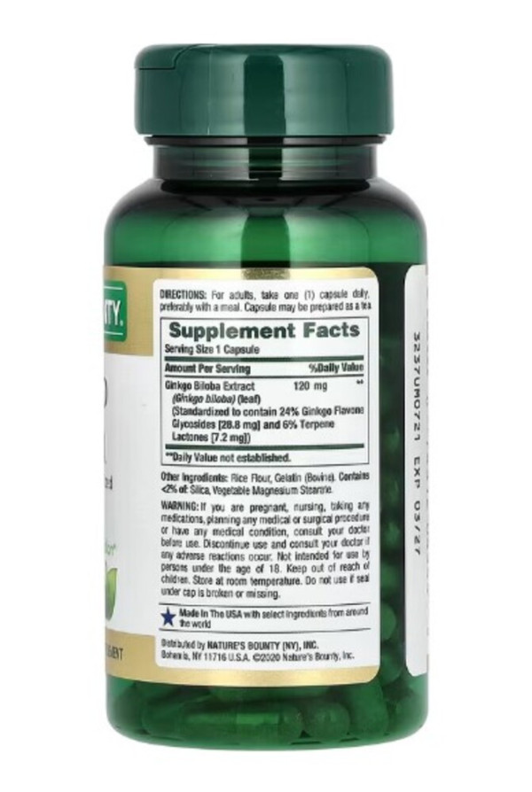 Nature's Bounty, Ginkgo Biloba, 120 mg, 100 Capsules