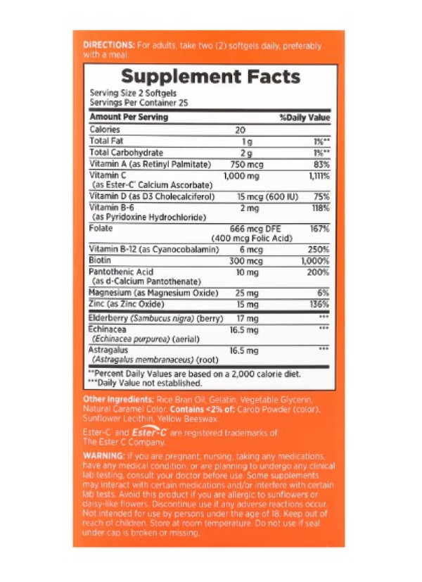 Nature's Bounty, Gold Series, Immune 24 Hour+, 50 Softgels