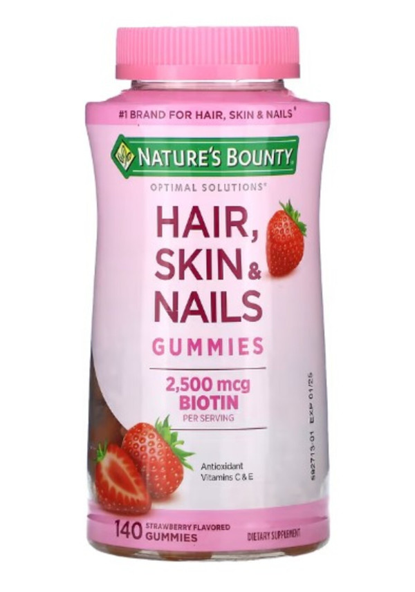 Nature's Bounty, Hair, Skin & Nails Gummies, Strawberry, 140 Gummies
