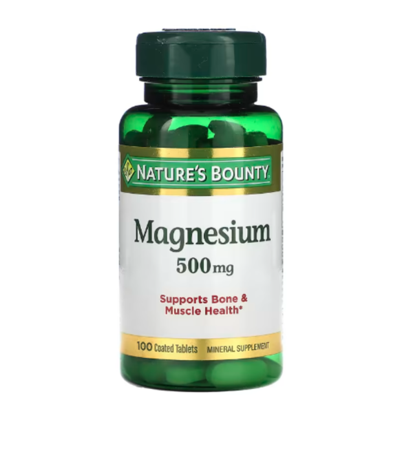 Nature's Bounty, Magnesium, 500 mg, 100 Coated Tablets