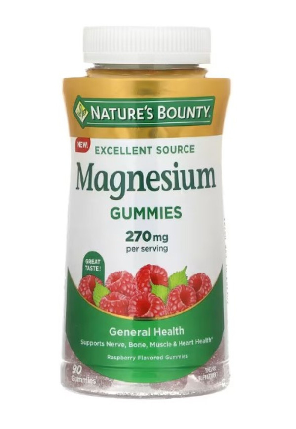 Nature's Bounty, Magnesium Gummies, Raspberry, 270 mg, 90 Gummies (90 mg per Gummy)