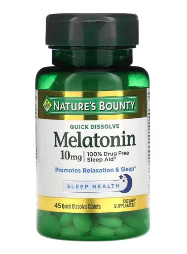 Nature's Bounty, Melatonin, Natural Cherry, 10 mg, 45 Quick Dissolve Tablets