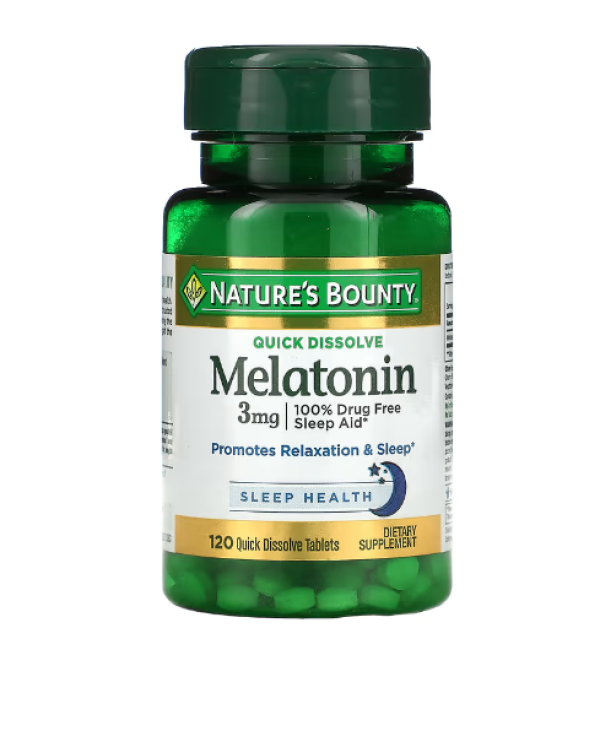 Nature's Bounty, Melatonin, Natural Cherry, 3 mg, 120 Quick Dissolve Tablets