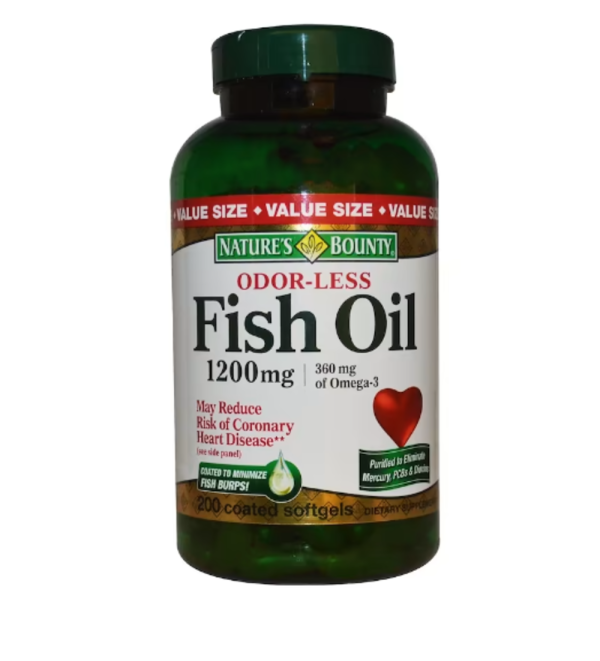 Nature's Bounty, Odor-Less Fish Oil, 1200 mg, 200 Coated Softgels