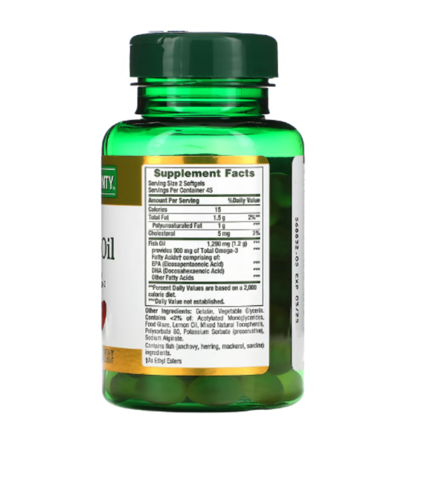 Nature's Bounty, Odor-Less Mini Fish Oil, 1,290 mg, 90 Mini Coated Softgels (645 mg per Softgel)