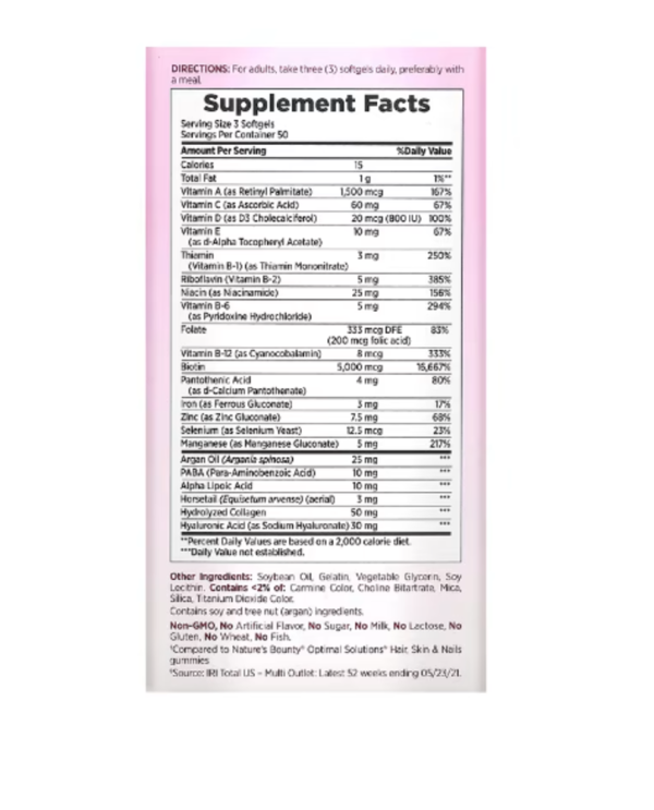 Nature's Bounty, Optimal Solutions, Extra Strength Hair, Skin & Nails, 150 Rapid Release Liquid Softgels