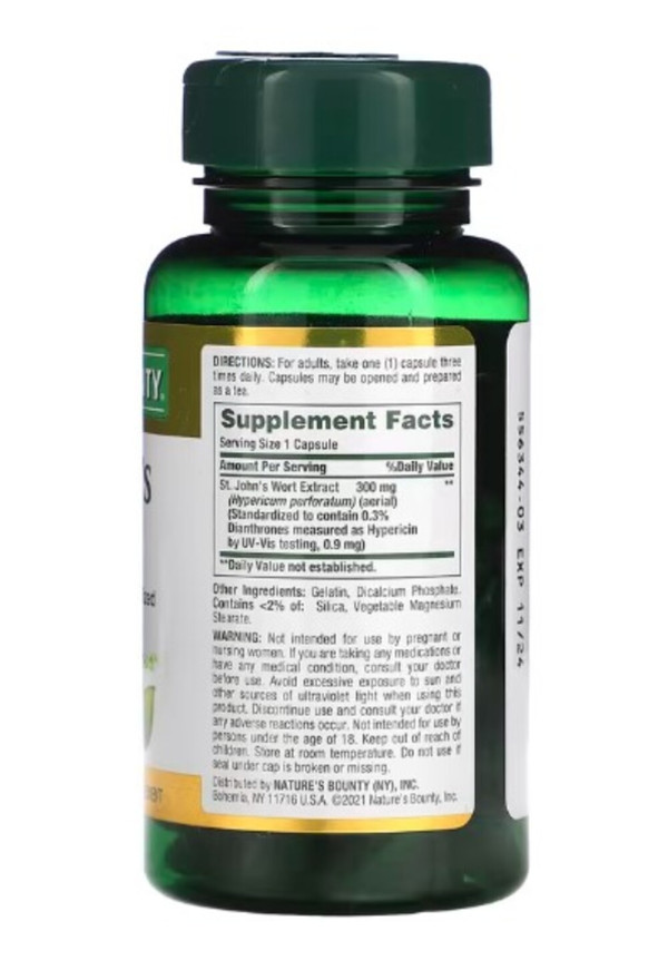 Nature's Bounty, St. John's Wort, 300 mg, 100 Capsules